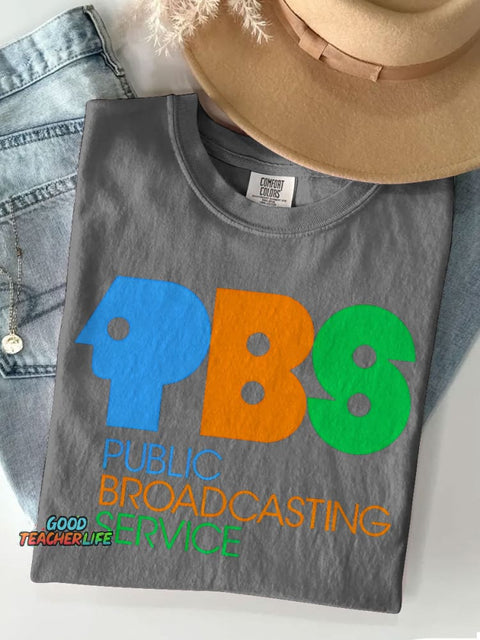Retro Public Broadcasting Service Tee 70s 80s Nostalgia Casual Print T-shirt
