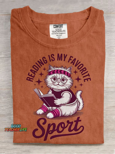 Reading Is My Favorite Sport Casual Print T-shirt