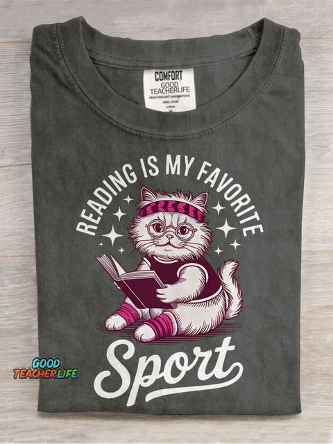 Reading Is My Favorite Sport Casual Print T-shirt