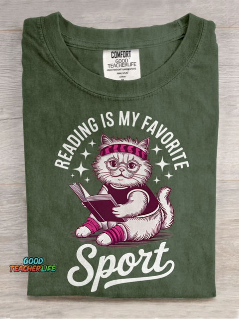Reading Is My Favorite Sport Casual Print T-shirt