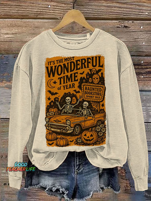 It's The Most Wonderful Time of The Year Halloween Print Casual Sweatshirt