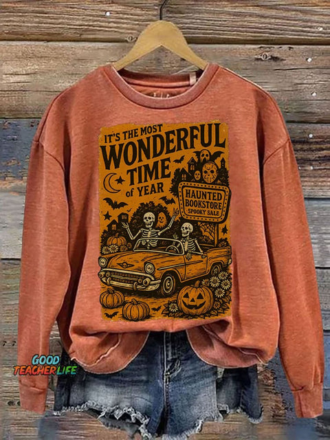 It's The Most Wonderful Time of The Year Halloween Print Casual Sweatshirt
