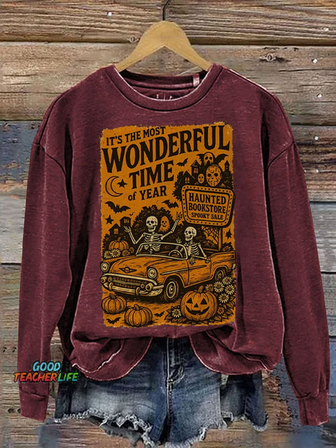 It's The Most Wonderful Time of The Year Halloween Print Casual Sweatshirt