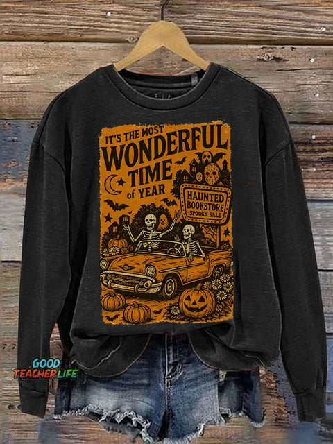 It's The Most Wonderful Time of The Year Halloween Print Casual Sweatshirt