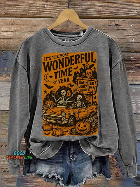 It's The Most Wonderful Time of The Year Halloween Print Casual Sweatshirt