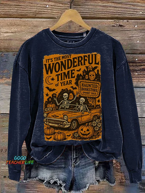 It's The Most Wonderful Time of The Year Halloween Print Casual Sweatshirt