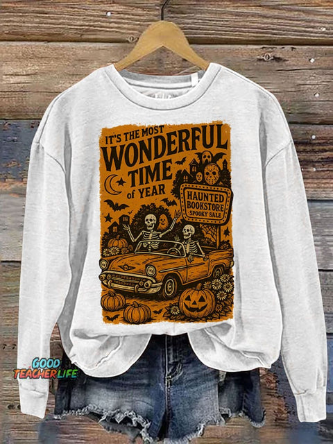 It's The Most Wonderful Time of The Year Halloween Print Casual Sweatshirt