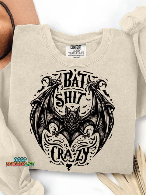 Halloween Bat Crazy Print Casual Sweatshirt