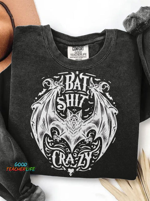 Halloween Bat Crazy Print Casual Sweatshirt