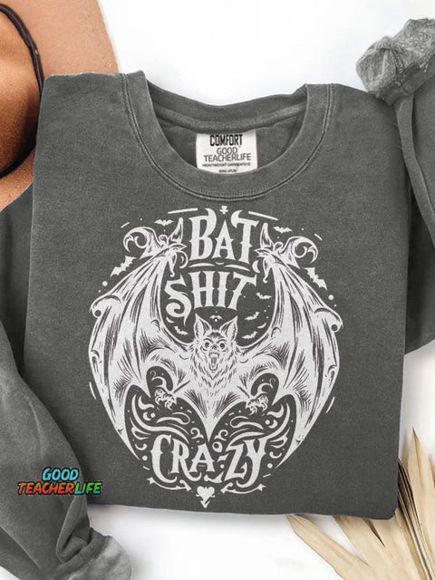Halloween Bat Crazy Print Casual Sweatshirt