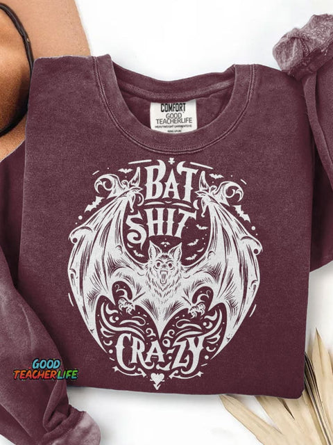 Halloween Bat Crazy Print Casual Sweatshirt