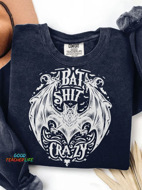 Halloween Bat Crazy Print Casual Sweatshirt