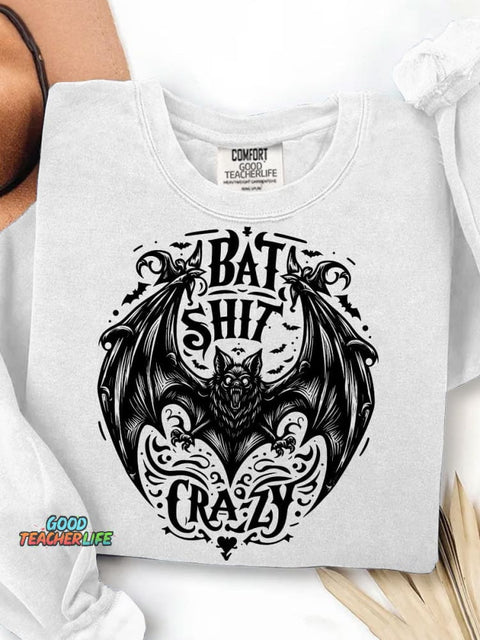Halloween Bat Crazy Print Casual Sweatshirt
