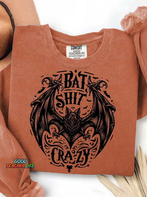 Halloween Bat Crazy Print Casual Sweatshirt
