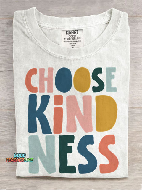 Choose Kindness Teacher Casual Print T-shirt