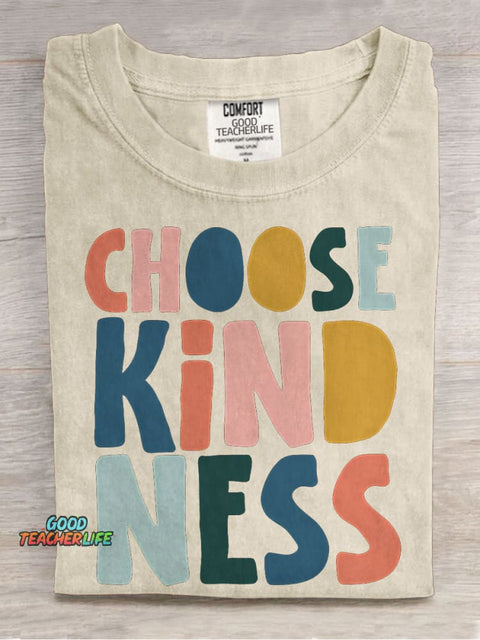 Choose Kindness Teacher Casual Print T-shirt