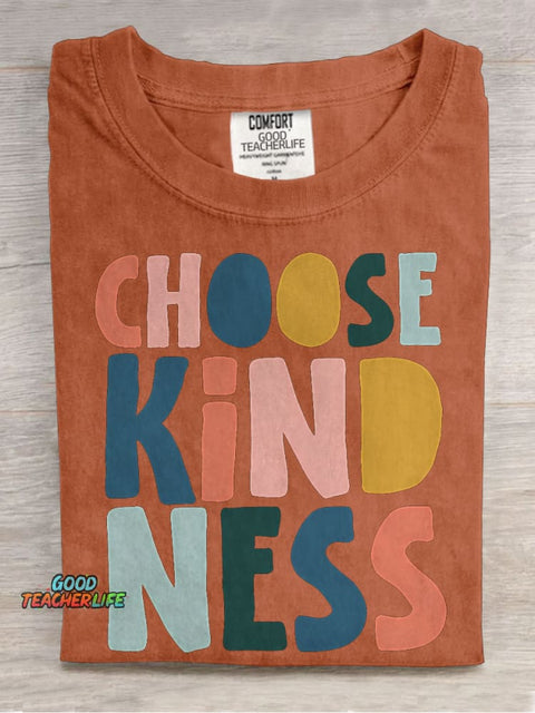 Choose Kindness Teacher Casual Print T-shirt