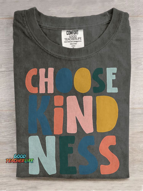 Choose Kindness Teacher Casual Print T-shirt