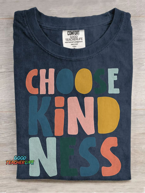 Choose Kindness Teacher Casual Print T-shirt
