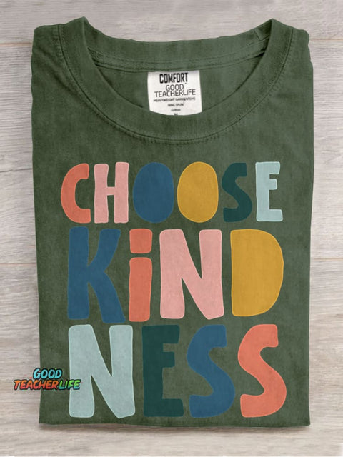 Choose Kindness Teacher Casual Print T-shirt
