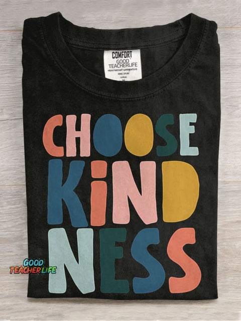Choose Kindness Teacher Casual Print T-shirt