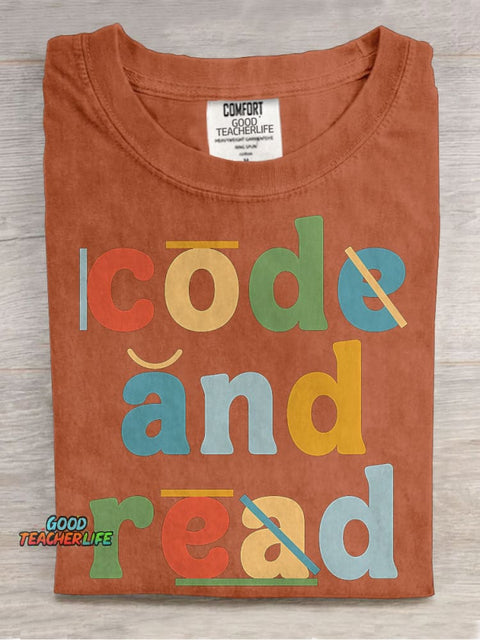 Dyslexia Therapist Code and Read Casual Print T-shirt