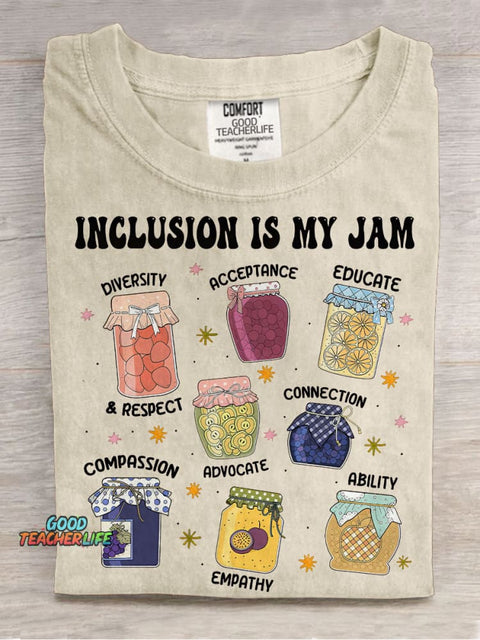 Inclusion Is My Jam Neurodiversity Special Education Teacher Casual Print T-shirt