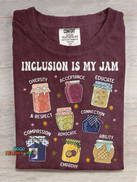 Inclusion Is My Jam Neurodiversity Special Education Teacher Casual Print T-shirt