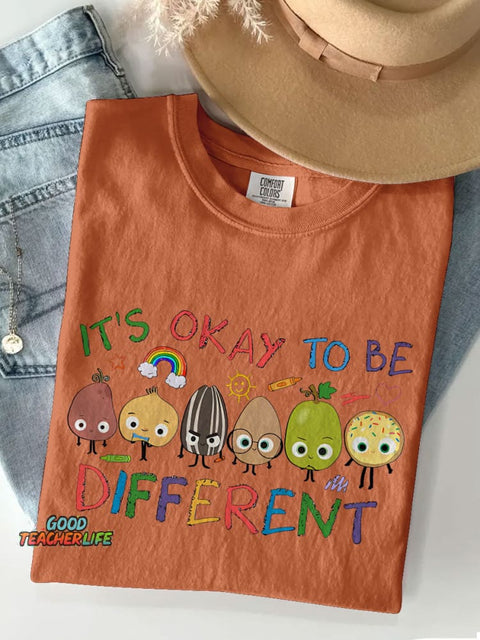 It's Okay To Be Different Casual Print T-shirt