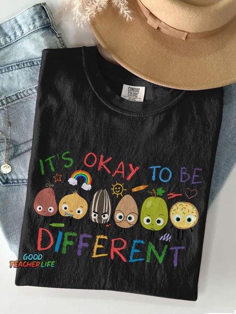 It's Okay To Be Different Casual Print T-shirt