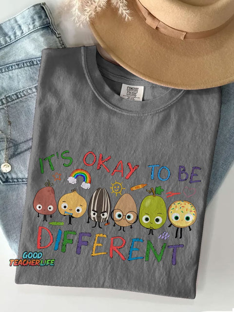 It's Okay To Be Different Casual Print T-shirt