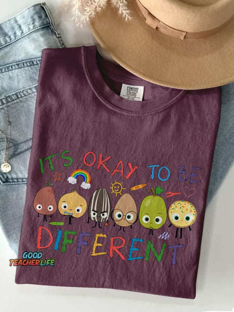 It's Okay To Be Different Casual Print T-shirt