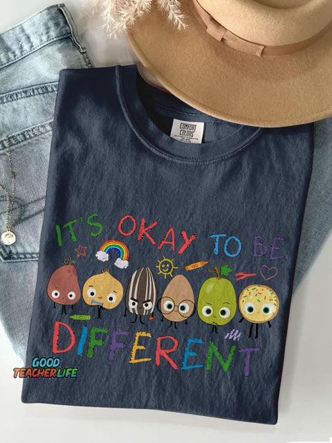 It's Okay To Be Different Casual Print T-shirt