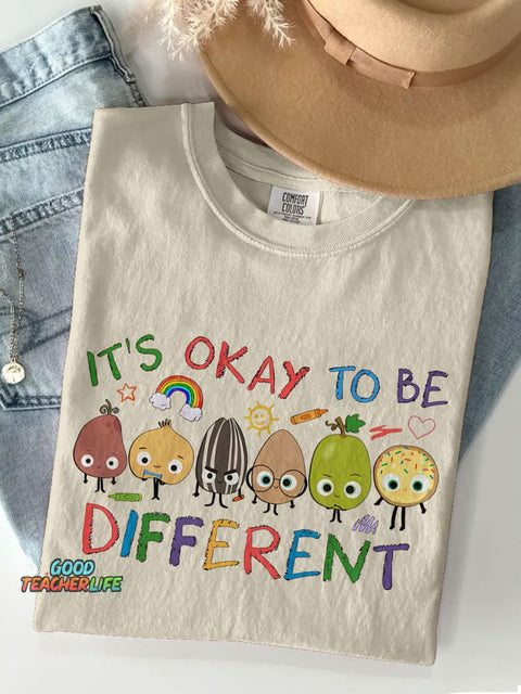 It's Okay To Be Different Casual Print T-shirt