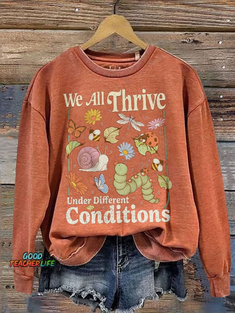 Bcba Neurodiversity Special Education Teacher Mental Health We Are Thrive Under Different Print Casual Sweatshirt