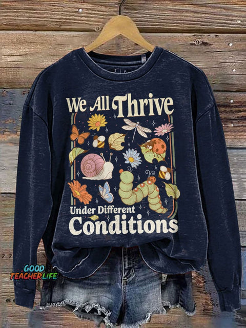 Bcba Neurodiversity Special Education Teacher Mental Health We Are Thrive Under Different Print Casual Sweatshirt