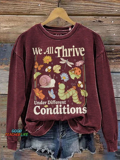 Bcba Neurodiversity Special Education Teacher Mental Health We Are Thrive Under Different Print Casual Sweatshirt