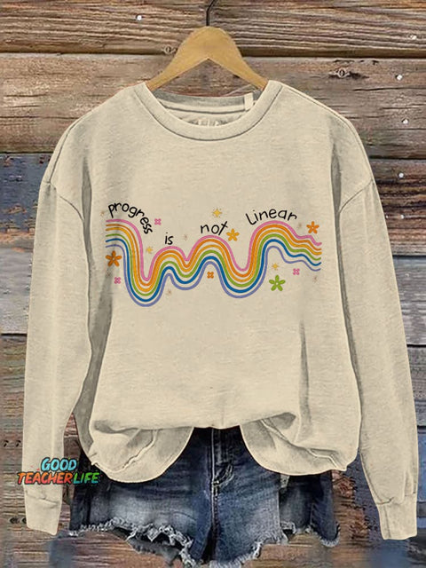 Progress Is Not Linear Print Casual Sweatshirt