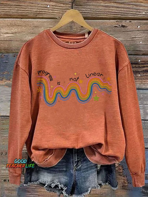 Progress Is Not Linear Print Casual Sweatshirt