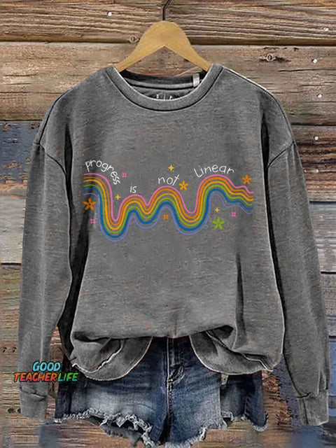 Progress Is Not Linear Print Casual Sweatshirt