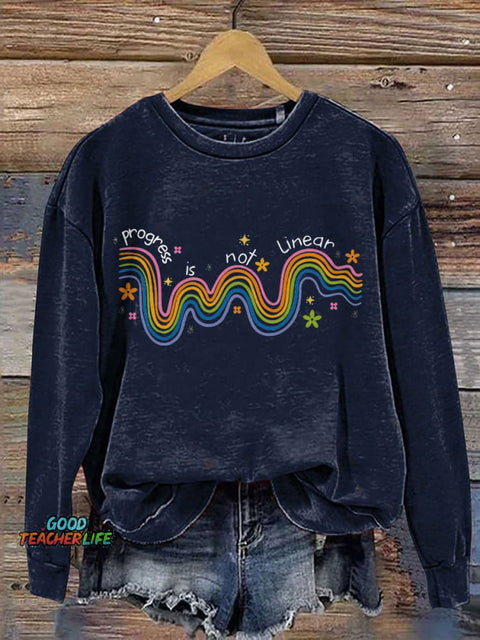 Progress Is Not Linear Print Casual Sweatshirt