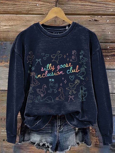 Silly Goose Inclusion Club Neurodiversity Special Education Teacher Autism Awareness Print Casual Sweatshirt