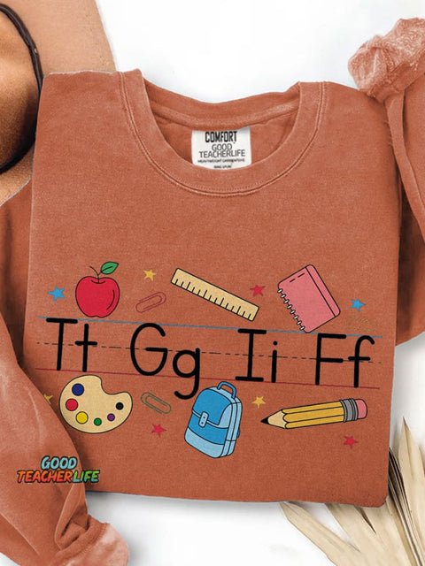 TGIF Teacher Alphabet Teacher Kindergarten Teacher Print Casual Sweatshirt
