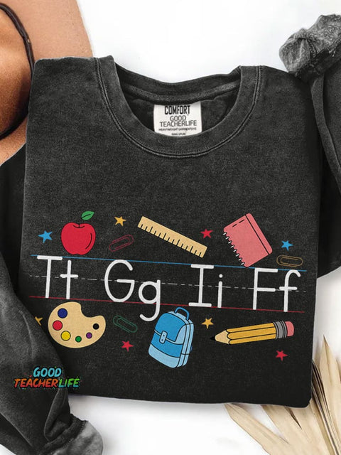 TGIF Teacher Alphabet Teacher Kindergarten Teacher Print Casual Sweatshirt