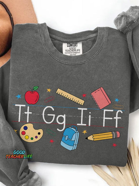 TGIF Teacher Alphabet Teacher Kindergarten Teacher Print Casual Sweatshirt
