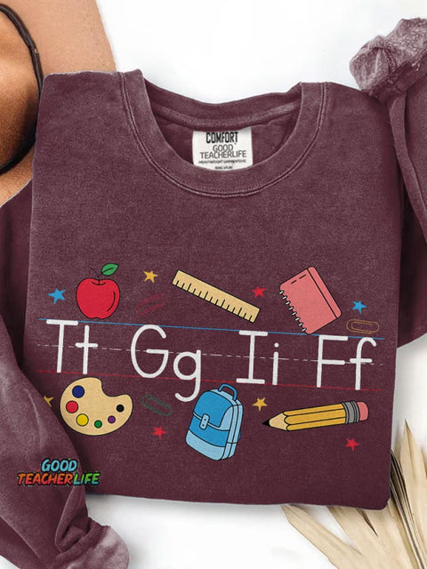 TGIF Teacher Alphabet Teacher Kindergarten Teacher Print Casual Sweatshirt