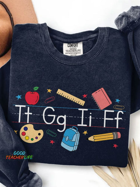 TGIF Teacher Alphabet Teacher Kindergarten Teacher Print Casual Sweatshirt