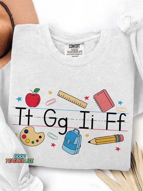 TGIF Teacher Alphabet Teacher Kindergarten Teacher Print Casual Sweatshirt