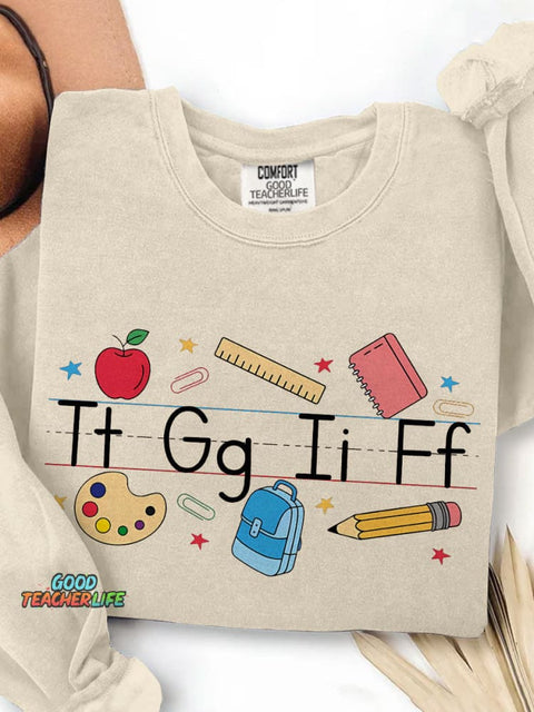 TGIF Teacher Alphabet Teacher Kindergarten Teacher Print Casual Sweatshirt