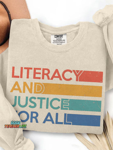 Literacy and Justice For All Print Casual Sweatshirt
